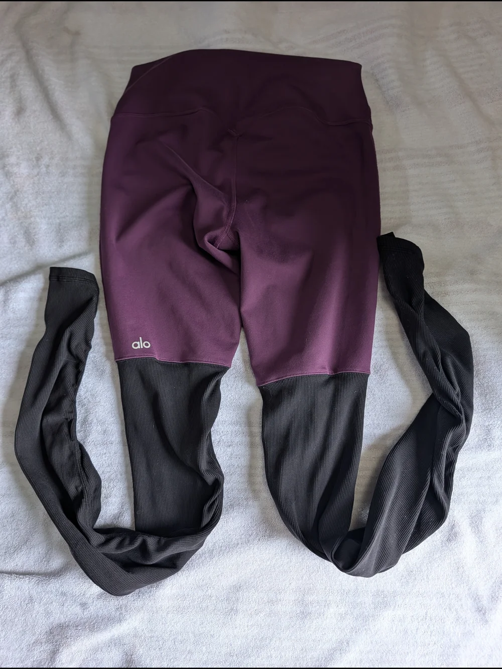 ALO Yoga Two-Tone Purple and Black Leggings
